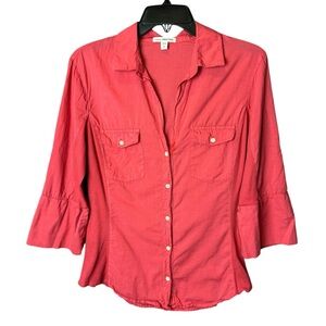 James Perse Red Button Up Shirt (Size 4 / XL) WLC3321